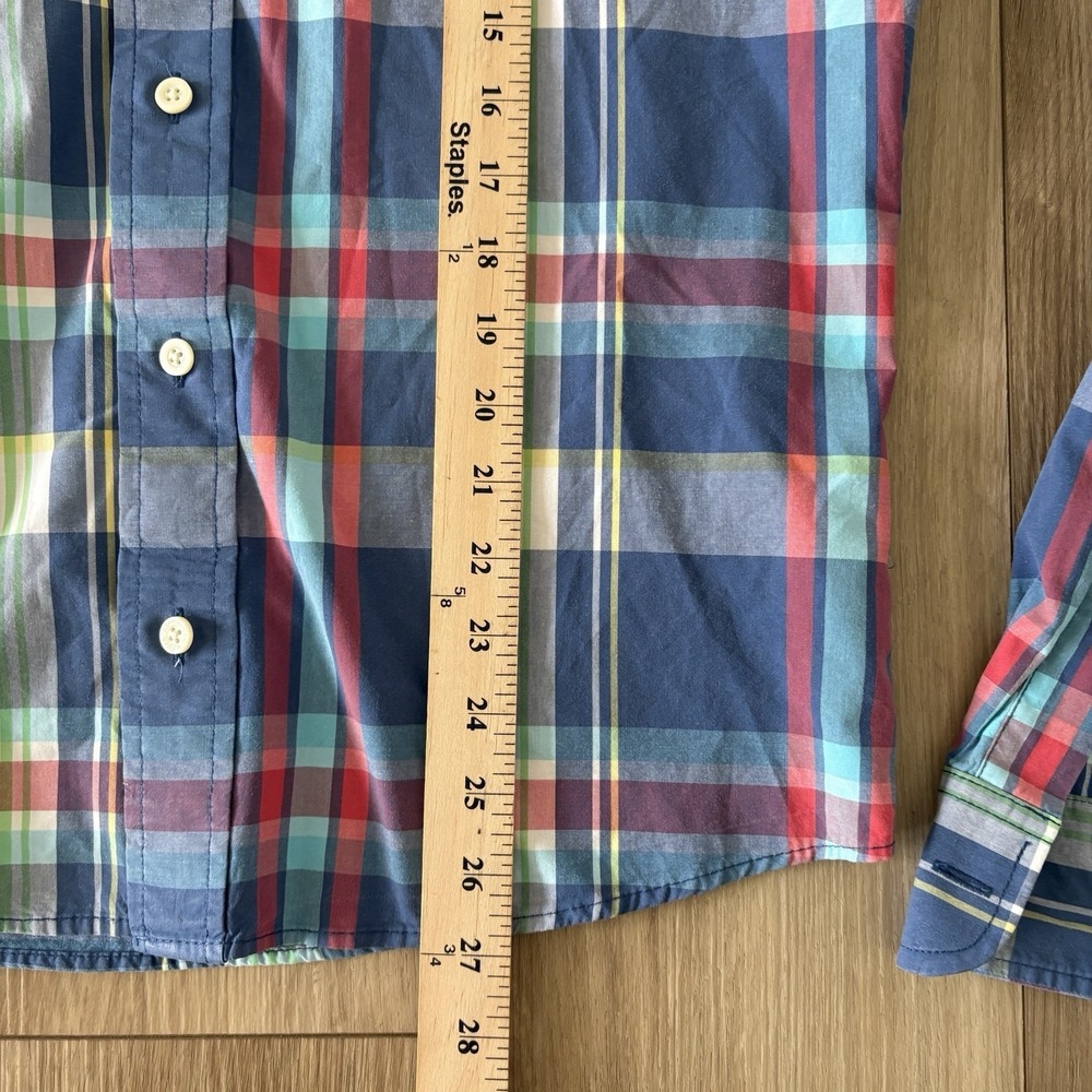 Abercrombie & Fitch Plaid Flannel Shirt Men's Large Blue Green Muscle Fit - Picture 3 of 8